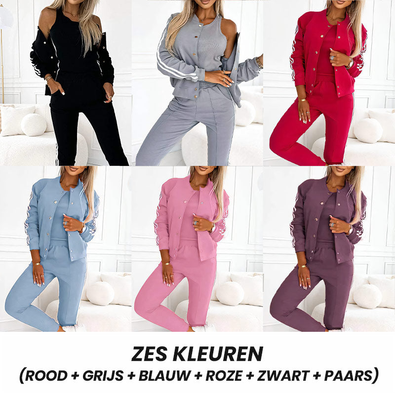 Komonka Vrouwen's drie - stukken set met baseballjacket en broeken