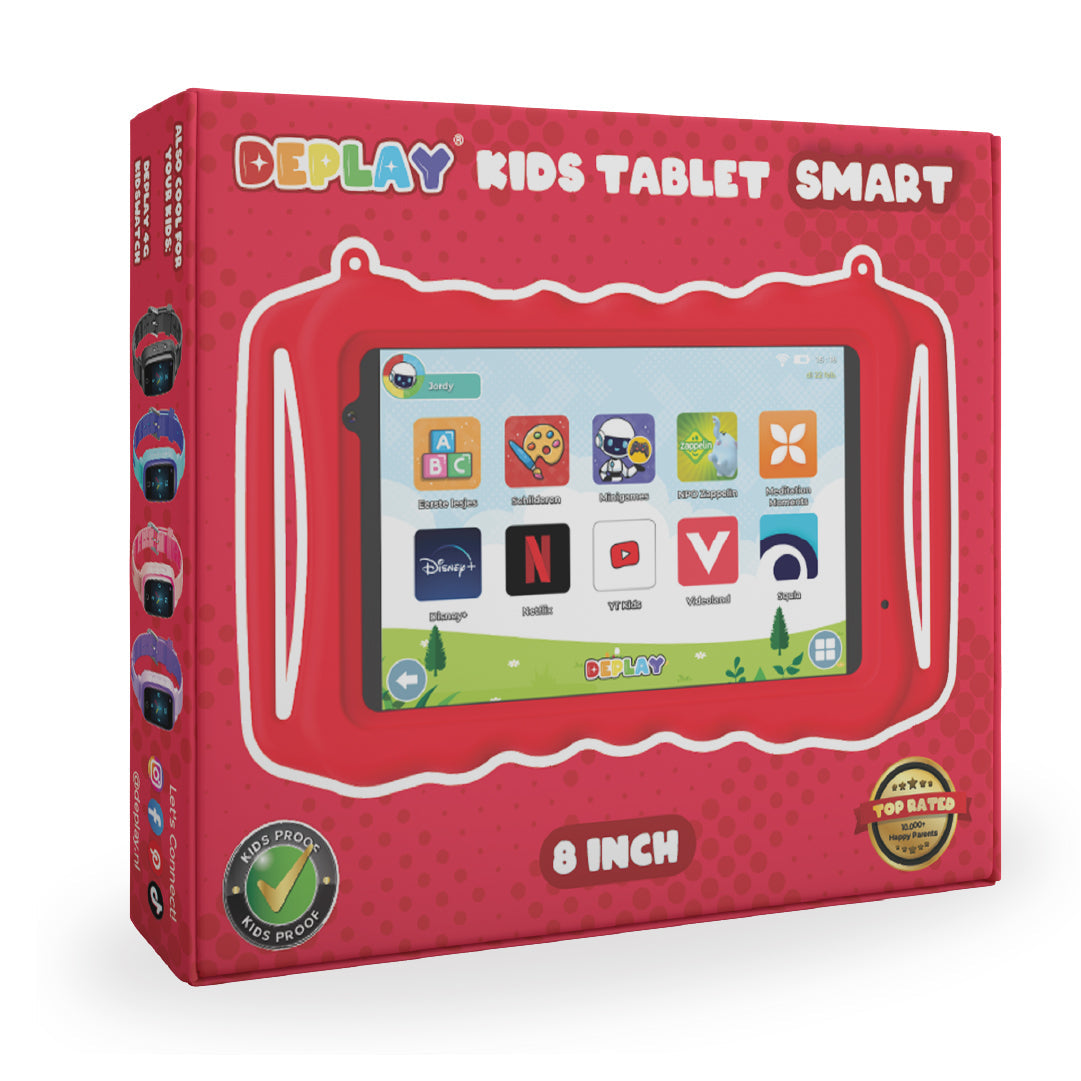 DEPLAY Kids Tablet SMART (7-8'') - Blauw - Rood - Roze