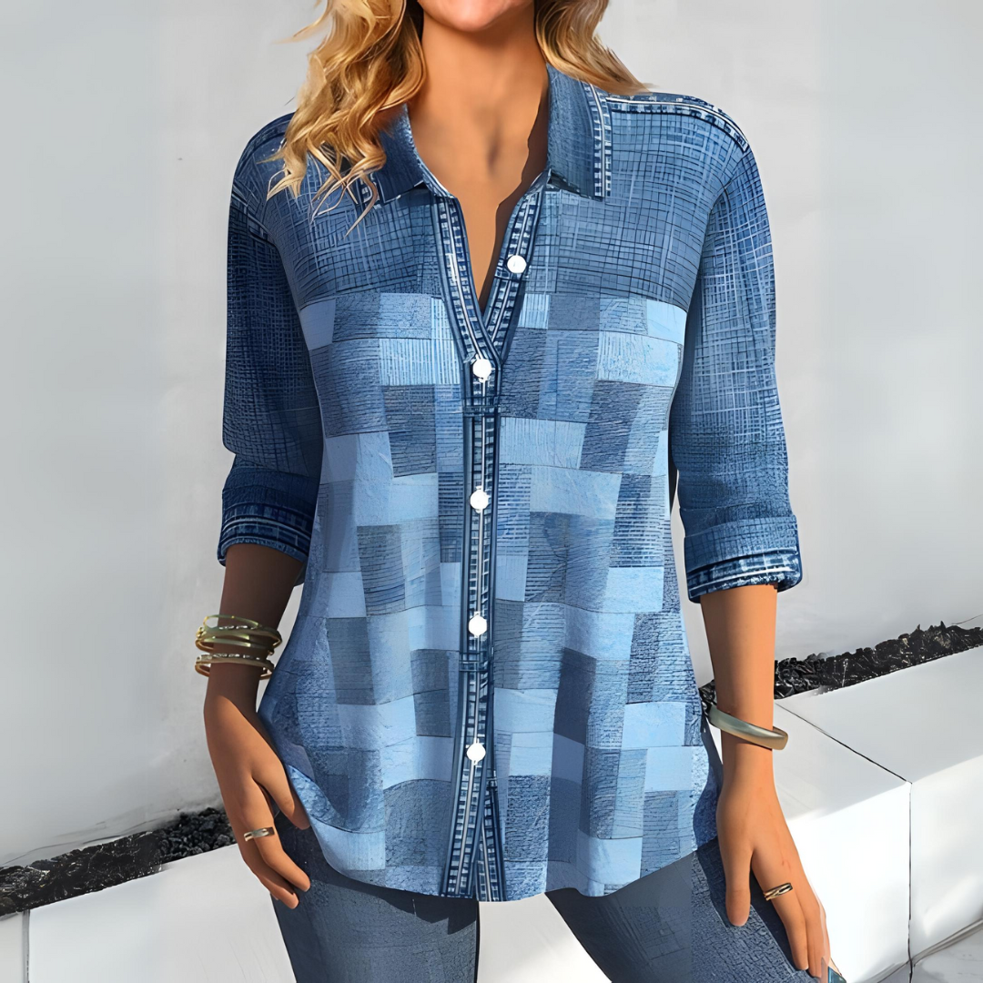 Purla - Casual geruite blouse