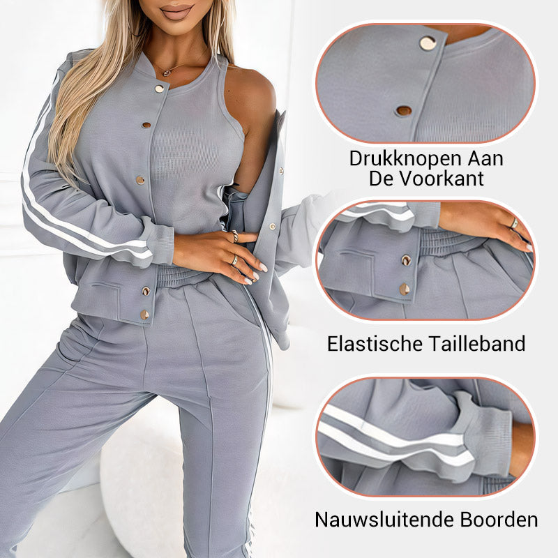 Komonka Vrouwen's drie - stukken set met baseballjacket en broeken