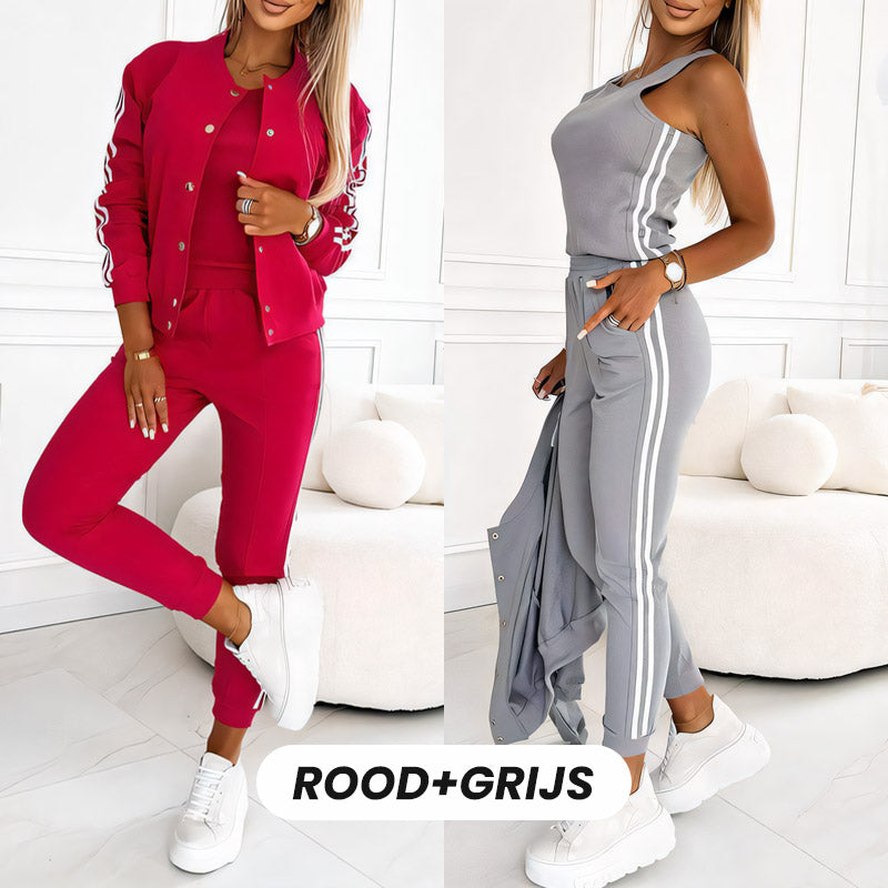 Komonka Vrouwen's drie - stukken set met baseballjacket en broeken