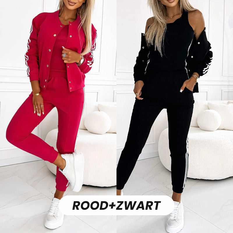 Komonka Vrouwen's drie - stukken set met baseballjacket en broeken