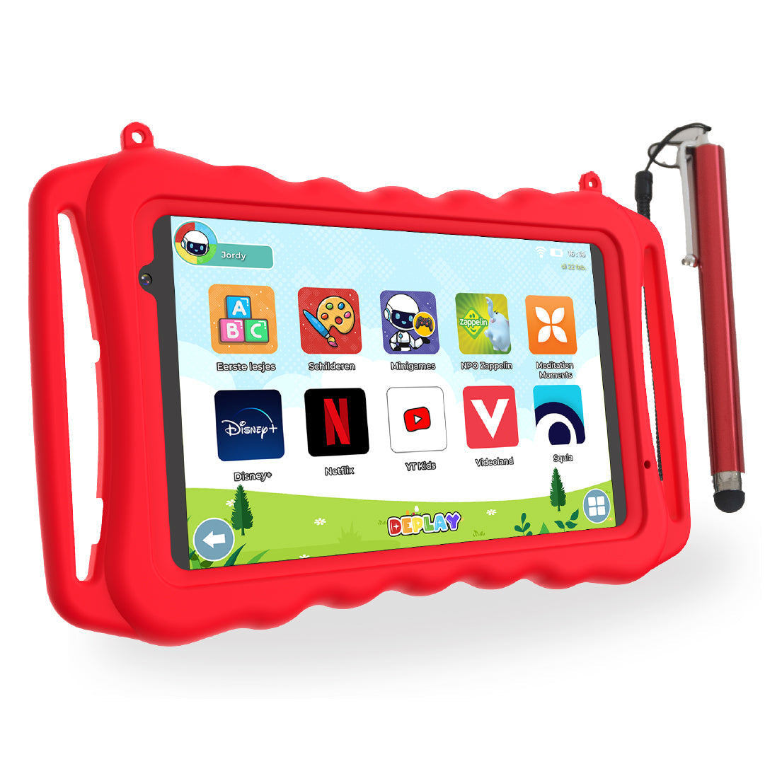 DEPLAY Kids Tablet SMART (7-8'') - Blauw - Rood - Roze