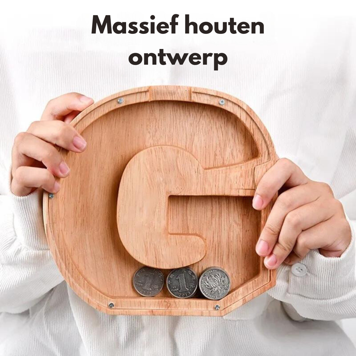 Komonka™ Hout spaar pot letter | Spaar slim, leer spelenderwijs