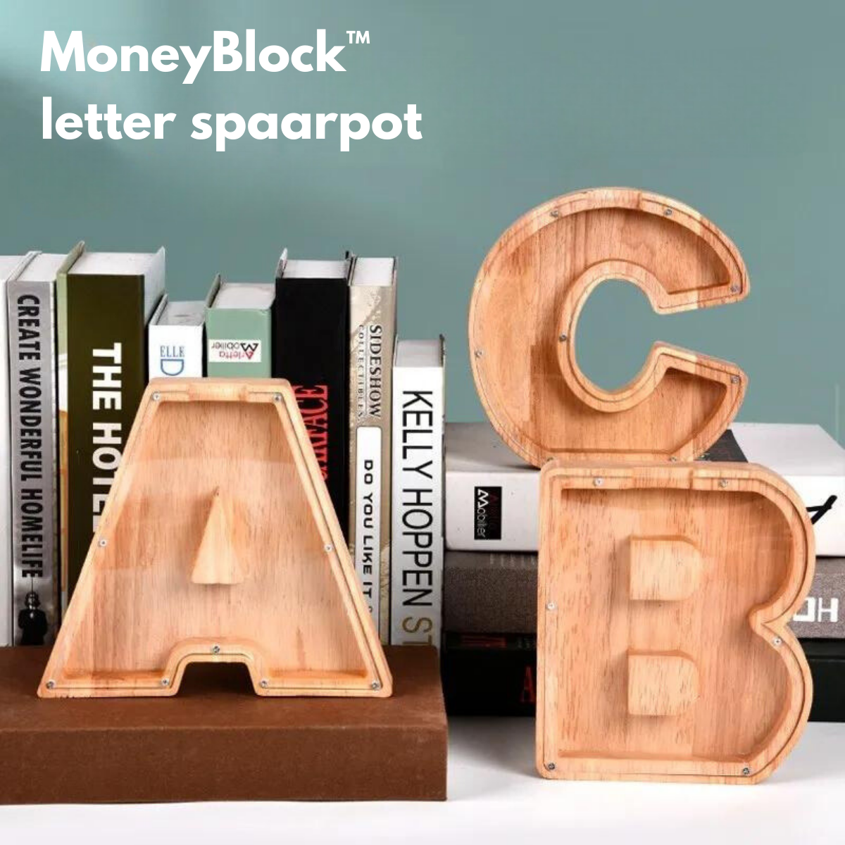 Komonka™ Hout spaar pot letter | Spaar slim, leer spelenderwijs