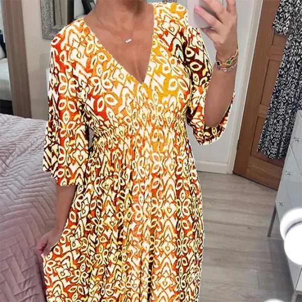🔥LAATSTE DAG 70% KORTING🔥 Bloemenjurk met V-hals
