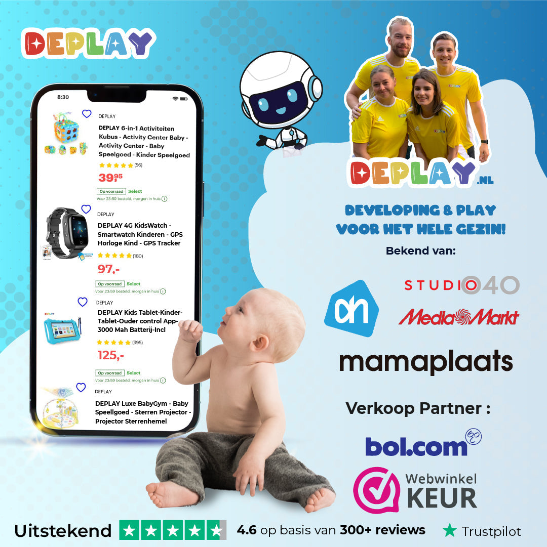 DEPLAY Kids Tablet SMART (7-8'') - Blauw - Rood - Roze
