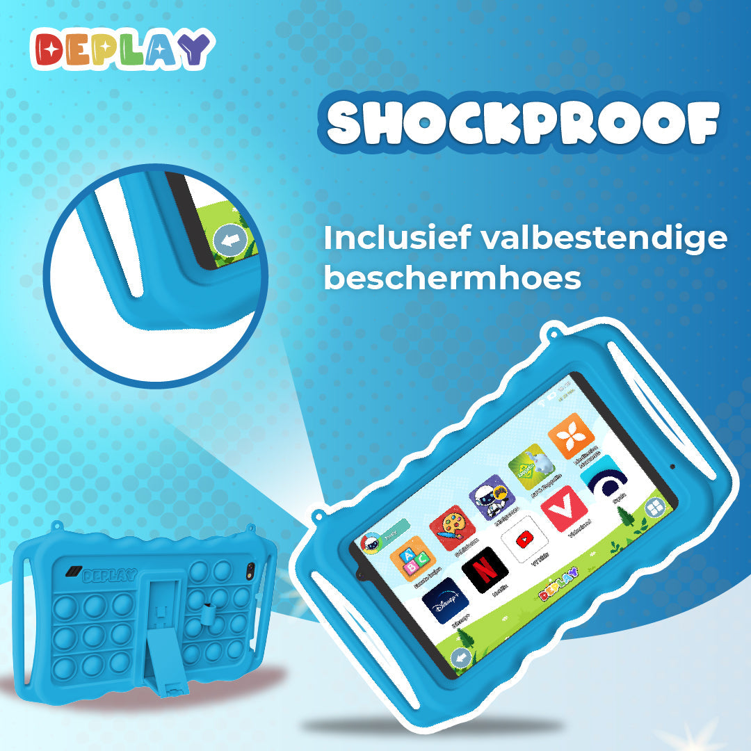 DEPLAY Kids Tablet SMART (7-8'') - Blauw - Rood - Roze