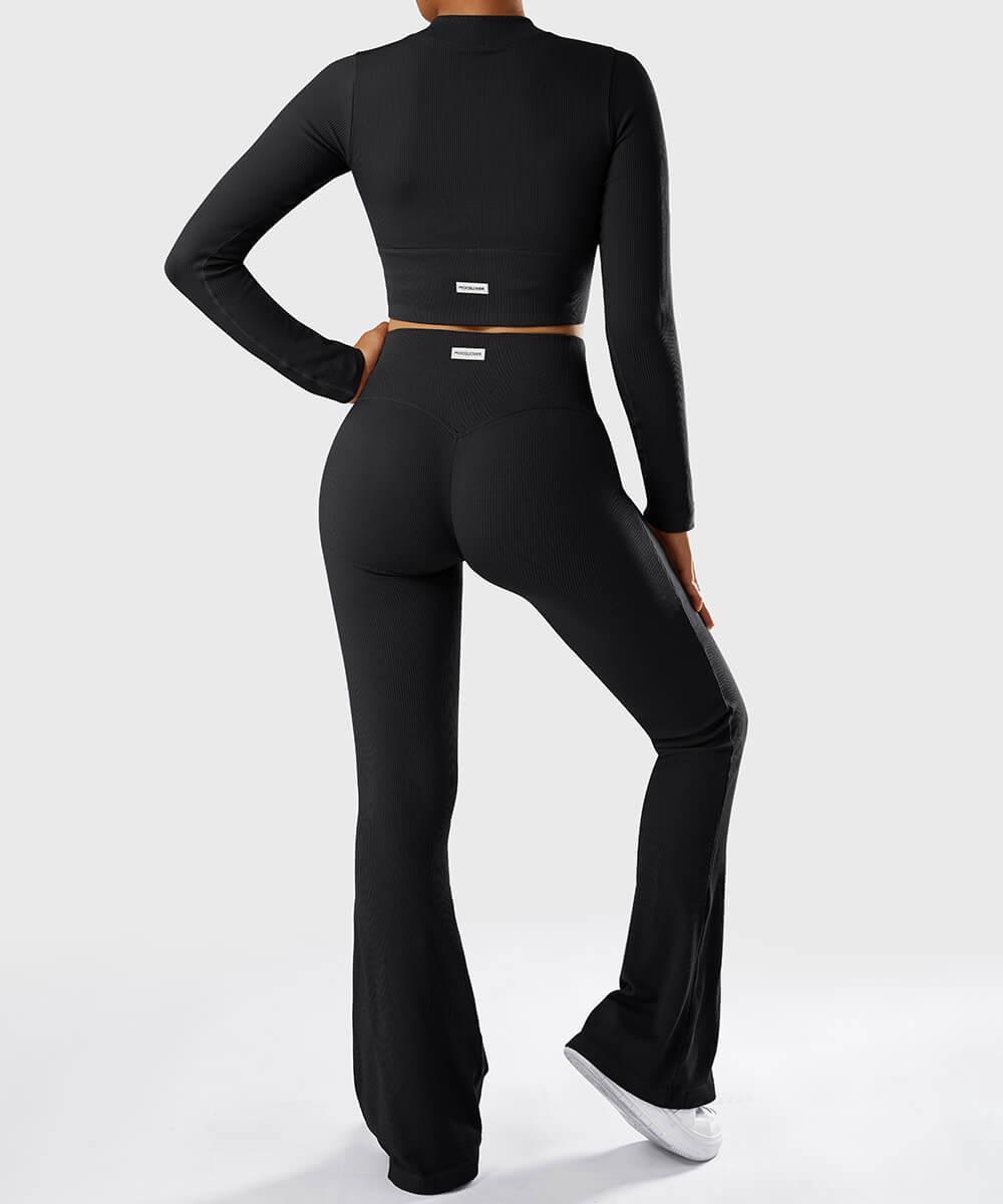 Comfortabel Stevige geribbelde uitlopende naadloze broek Nu 20% korting!